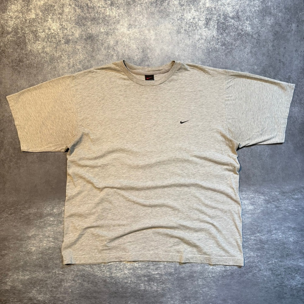 Vintage Nike Mens XL Gray Embroidered Swoosh Short Sleeve T-Shirt Mini Swoosh